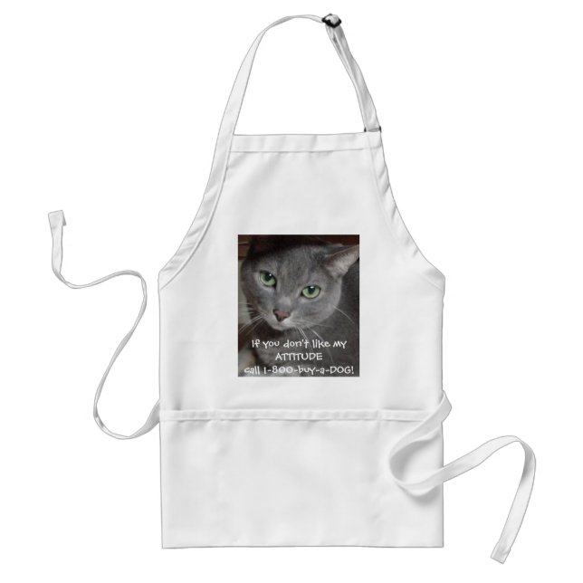 Russian Blue Grey Cat Attitude Humour Standard Apron (Front)