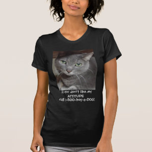 Russian Blue Grey Cat Attitude Humour T-Shirt