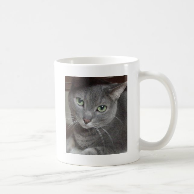 Russian Blue Grey Cat Coffee Mug (Right)