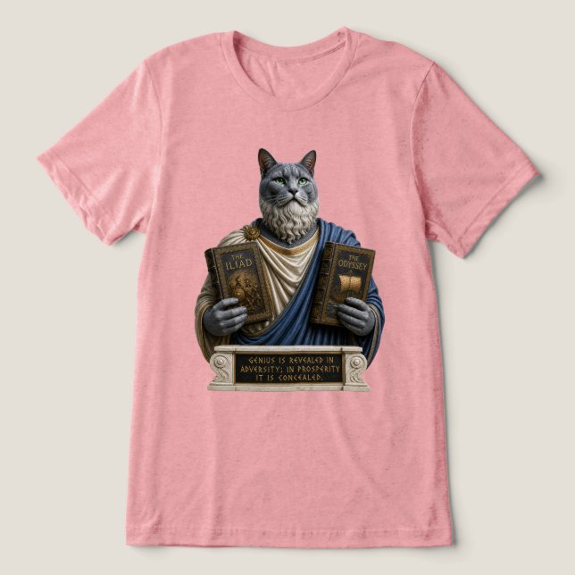 Russian Blue Homer Cat Tri-Blend Shirt (Design Front)