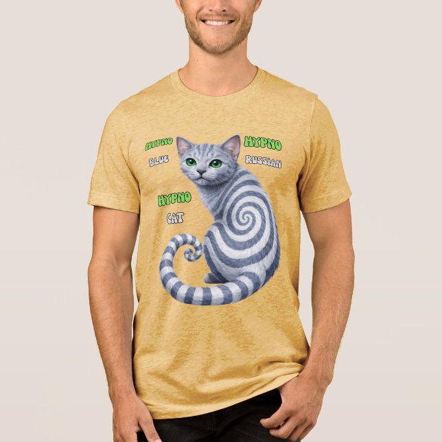 Russian Blue Hypno Cat Tri-Blend Shirt (Front)