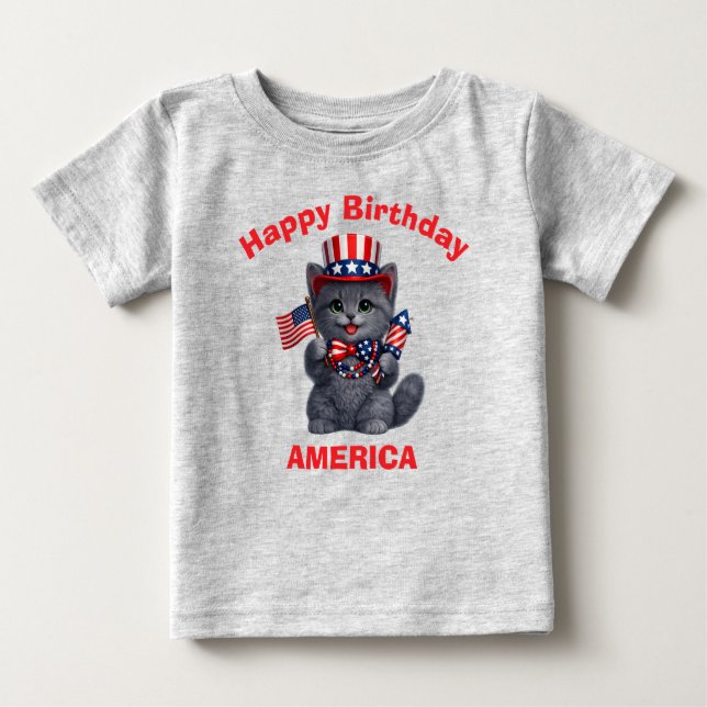 Russian Blue Kitten (1h) Patriotic Kid T-Shirt (Front)