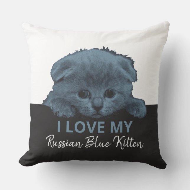 Russian Blue Kitten Cushion (Front)