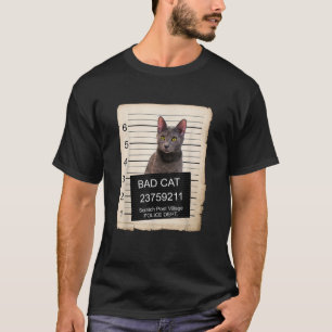 Russian Blue Kitten mug shot bad cat  T-Shirt