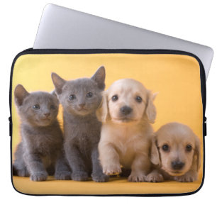 Russian Blue Kittens And Dachshund Puppies Laptop Sleeve