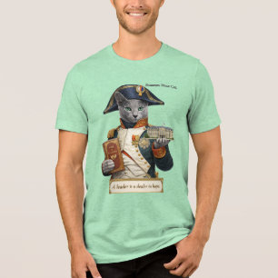 Russian Blue Napoleon Bonaparte Cat Tri-Blend Shirt