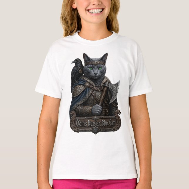 Russian Blue Noble Odin’s Cat T-Shirt (Front)