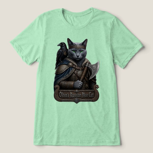 Russian Blue Noble Odin’s Cat Tri-Blend Shirt (Design Front)