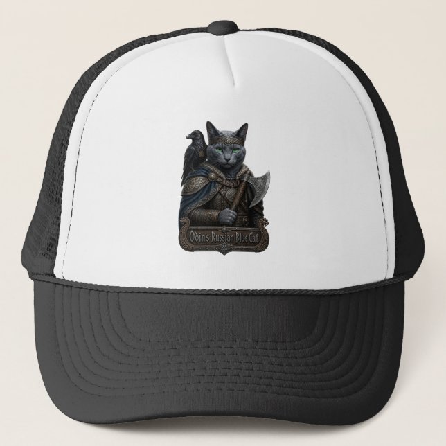 Russian Blue Noble Odin’s Cat Trucker Hat (Front)