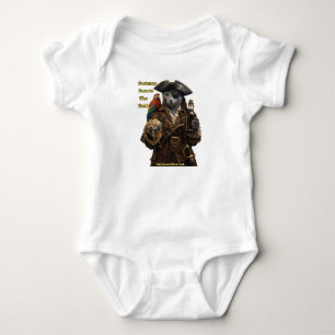 Russian Blue Pirate Cat – Fortune Favors The Bold Baby Bodysuit