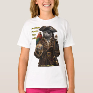 Russian Blue Pirate Cat – Fortune Favours The Bold T-Shirt