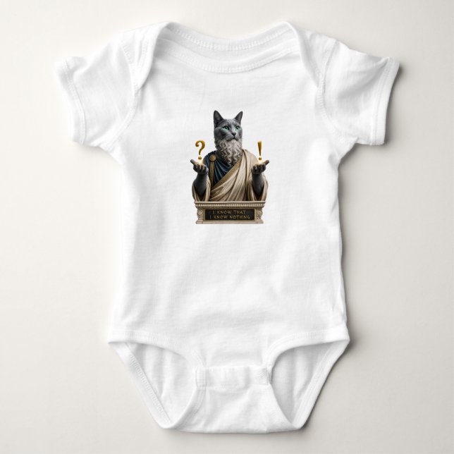 Russian Blue Socrates Cat Baby Bodysuit (Front)