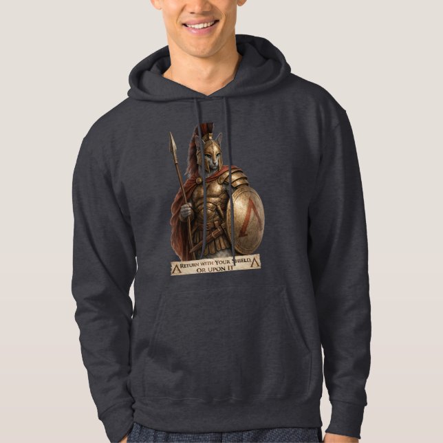 Russian Blue Spartan Cat Hoodie (Front)