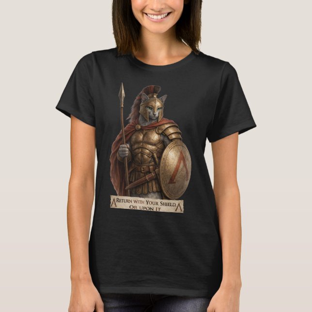 Russian Blue Spartan Cat T-Shirt (Front)