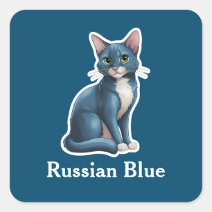 Russian Blue Square Sticker