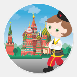 Russian boy classic round sticker