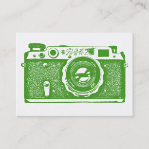 Russian Camera - Avocado Green on White Business Card