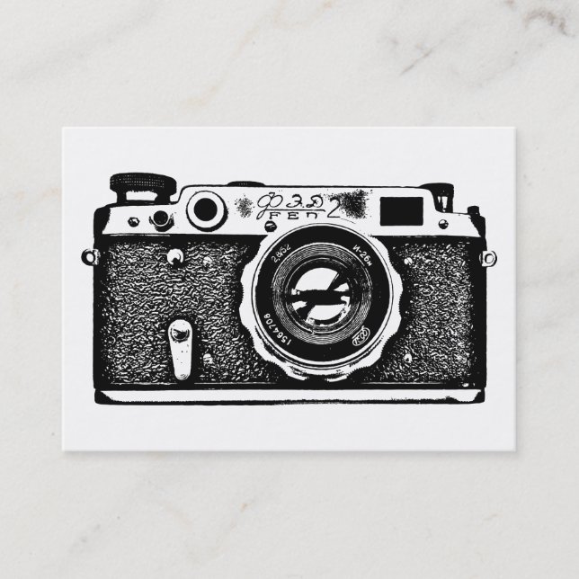Russian Camera - Black on White Business Card (Front)