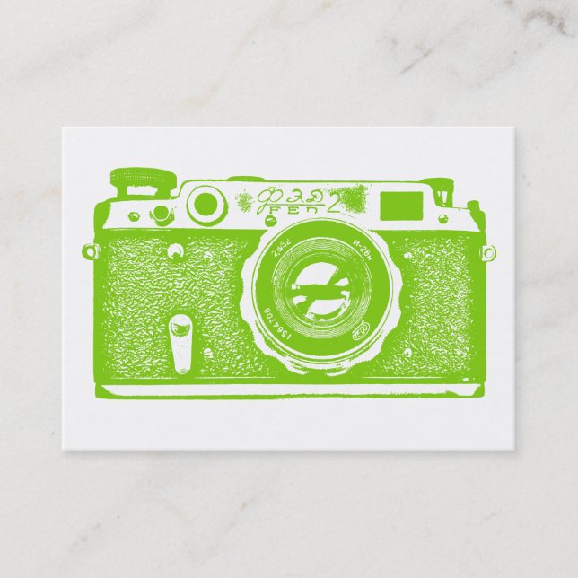 Russian Camera - Martian Green on White Business Card (Front)