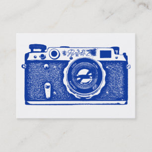 Russian Camera - Navy Blue on White Business Card