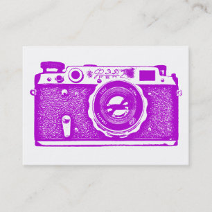 Russian Camera - Purple on White Business Card