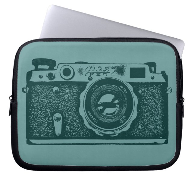 Russian Camera - Shades of Green Laptop Sleeve (Front)