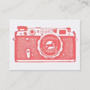 Russian Camera - Tropical Pink on White Business Card