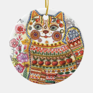 Russian cat ceramic ornament