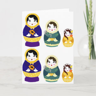 Russian christmas dolls holiday card