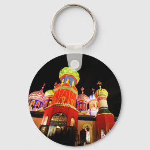 Russian church at night key ring