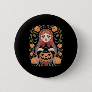 Russian Culture Khokhloma Doll Matroska Halloween 6 Cm Round Badge