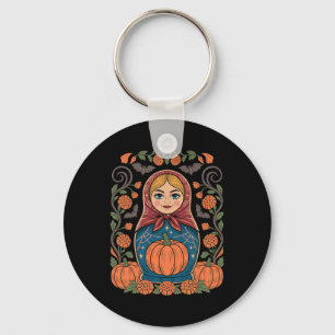 Russian Culture Khokhloma Doll Matroska Halloween  Key Ring