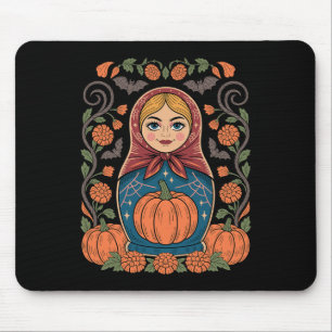Russian Culture Khokhloma Doll Matroska Halloween  Mouse Pad