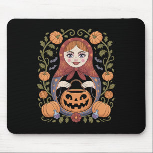 Russian Culture Khokhloma Doll Matroska Halloween Mouse Pad