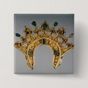 Russian diadem, gold set with pearls 15 cm square badge