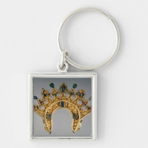 Russian diadem, gold set with pearls key ring