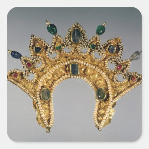 Russian diadem, gold set with pearls square sticker