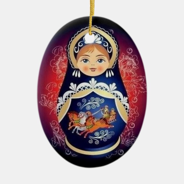 Russian Doll Babushka Christmas Ornament (Front)