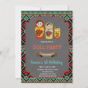Russian doll birthday invitation