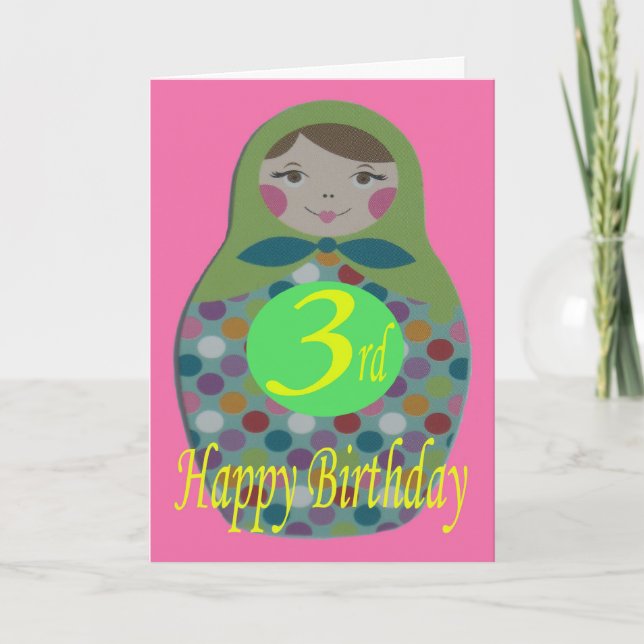 Russian Doll Happy 3rd Birthday Card (Front)