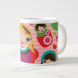 Russian doll illustration background large coffee mug