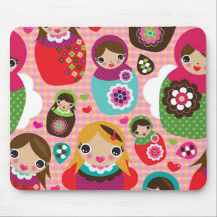 Russian doll illustration background mouse pad