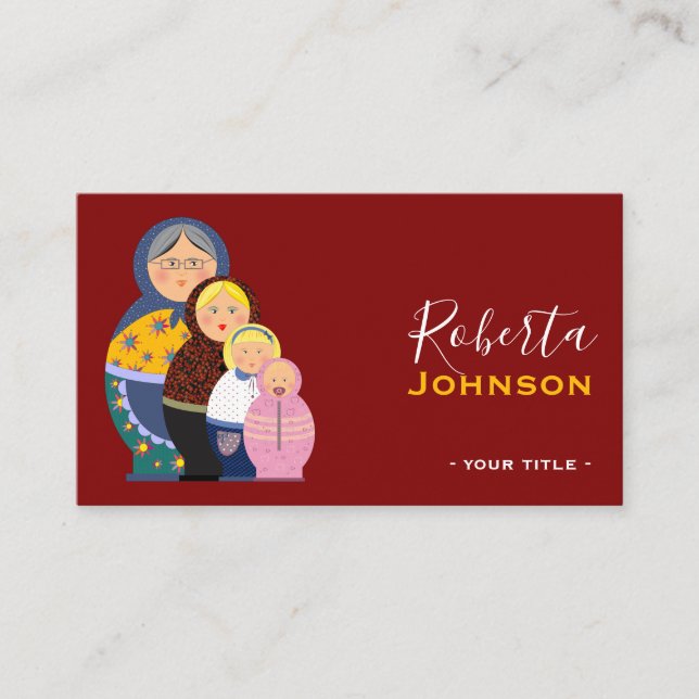 Russian Doll Matryoshka Fashion Designer Stylist Business Card (Front)