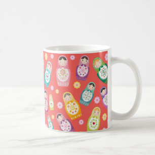 Russian doll mug - red background