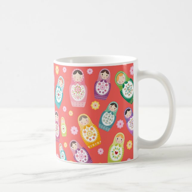 Russian doll mug - red background (Right)