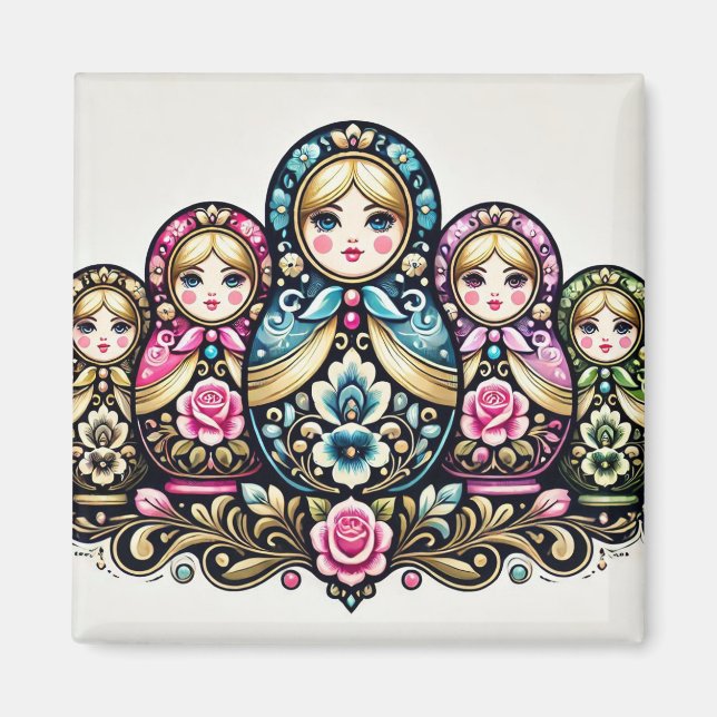 Russian doll square magnet (Front)
