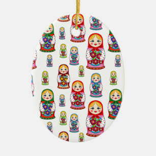 russian dolls ceramic ornament