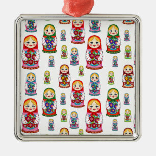 russian dolls metal ornament