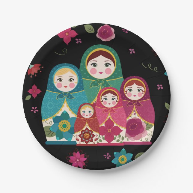 Russian Dolls Paper Plate (Front)