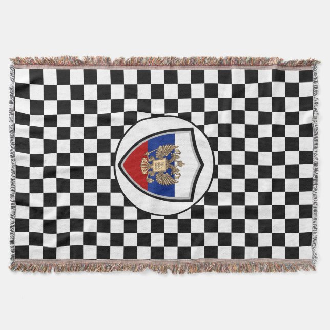 Russian flag-coat arms throw blanket (Front)